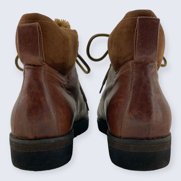 Johnston & Murphy Brown Leather Suede Lace Up Fur Tongue Ankle Boot 78-51776 9.5 - Picture 4 of 9